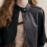 Balletcore Lace Two-Way Two-Piece Look Leather Jacket