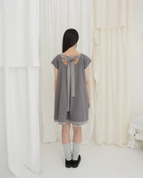 COUNTRY FLARE LINEN DRESS / CHARCOAL