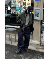 Non-fade diagonal raw denim pants