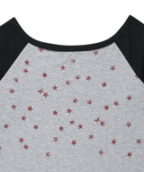 Uネックスターラグラン長袖Tシャツ グレー(CV2GSFT553A)