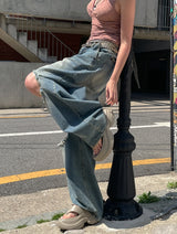 Lecle Funky Damage Balloon Denim Pants