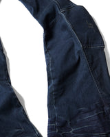 PADDED FLARED BLUE DENIM PANTS