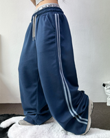 TRACK THREE LINE WIDE PANTS 🤍🎀 FLEECE- PICKABLE 💕🤎🖤5COLOR