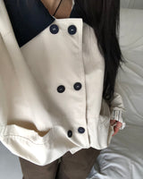 Jamin Contrast Button Crop Jacket