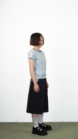 フラワーステッチTシャツ スカイブルー