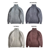 [UNISEX] クラウンハーフジップアップケーブルポーラーラグランロングスリーブニット (4 colors)