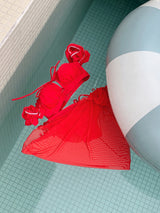 Rose Tide Off-Shoulder Chiffon Cover-Up 3pcs Bikini SET