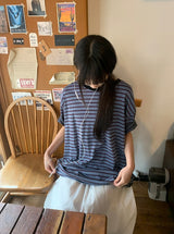 [unisex] Canich Stripe Color Matching Short Sleeve Tee