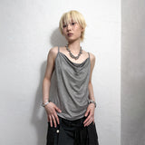GLITTER COWL NECK CAMISOLE: GREY