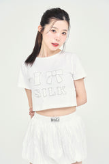 ワッペンステッチ半袖ミニTシャツ