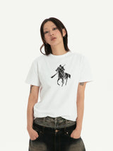 RTVG(RETROVEGAS) ガンユーホースライディングスポーツエラスティシティーTシャツ
