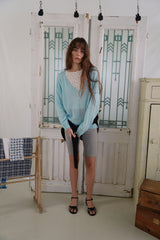 Button v-neck knit_skyblue