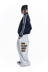 Star Lettering Patch Sweat Pants - White