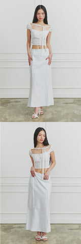 CINDY LONG SKIRT white