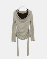 Bimu ribbed strap sleeveless layered off-shoulder long-sleeve T-shirt