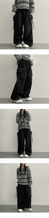 Pepe String cargo wide banding pants