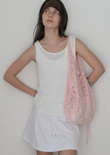 Linen Shirring Sleeveless Top_Ivory