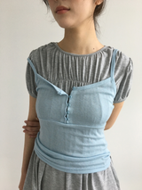 Epo Sheer Button Sleeveless (6color)