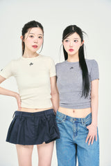 リボンロゴ刺繍半袖Tシャツ