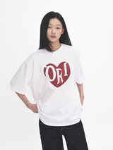 オーバーフィットヴィンテージハートプリント半袖Tシャツ