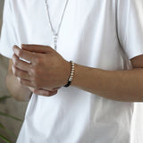 C22SVB-1012 Onyx gemstone metal decoration bracelet 6mm