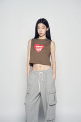 25SS UGLY HEART CROP SLEEVELESS ASH COCOA