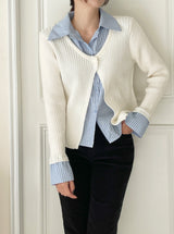 Paulin Layered Stripe Shirt Knit Cardigan