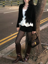 Tweed Fringe Cardigan Jacket