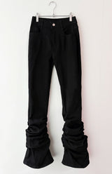Long leg shirring silhouette pants