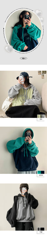 Males fleece raglan colored hoodie