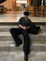 Bias Incision Washed Semi Wide Cargo Pants