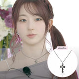 [NMIXX Haewon Necklace] Nocturne Gothic Cross Collarbone Necklace (Stainless Steel)