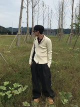 リブラインマッスルフィットジップアップニット