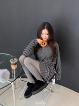 wool fleece stripe strap pumpkin dress