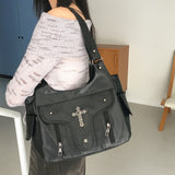 Kalop Vintage Cross Flap Pocket Leather Shoulder Bag