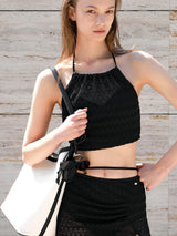 (SW-819)WAVE CROCHET SWIM TOP&SKIRT SET S