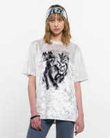 ベルベットプリントオーバーサイズTシャツ _ WHITE