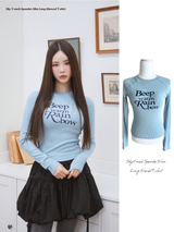 Sky V-neck Spandex Slim Long-Sleeved T-shirt