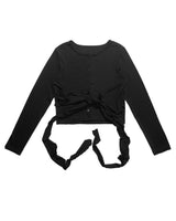  STRAP TIE BUTTON CARDIGAN