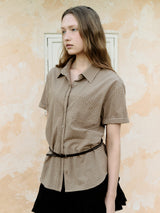 CLASSIC CHECK HALF SHIRT BROWN
