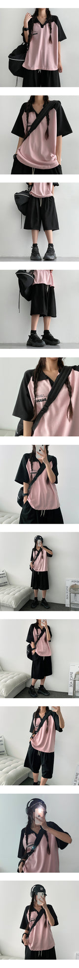 Etoh 半袖フーディドアノラック, ショーツセットアップセット (4 colors)