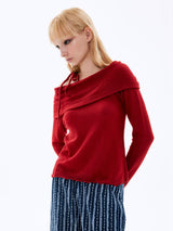 Wool Off-shoulder Top_Red