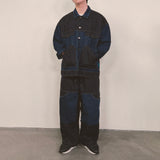 panel mix denim wide pants_blue