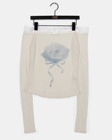 Chev Rose Lace Off-Shoulder Long Sleeve T-shirt