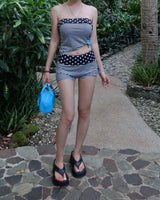 Dot Stripe Tube Top & Shorts Two-Piece Set