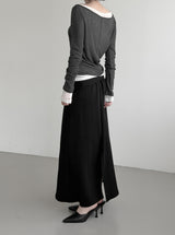 Renne See-through Boat Neck Long Sleeve Tee