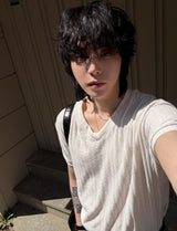 [1+1]Robert Velour V-neck short sleeve T-shirt