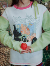 UnsocialNight original design autumn and winter Ollie frog oliwa co-branded illustration printed sweatshirt set for women