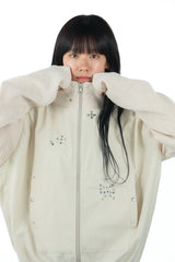 studs nylon knitzip hoodie(white)