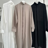 シャインネックロングシャツ - 3colors